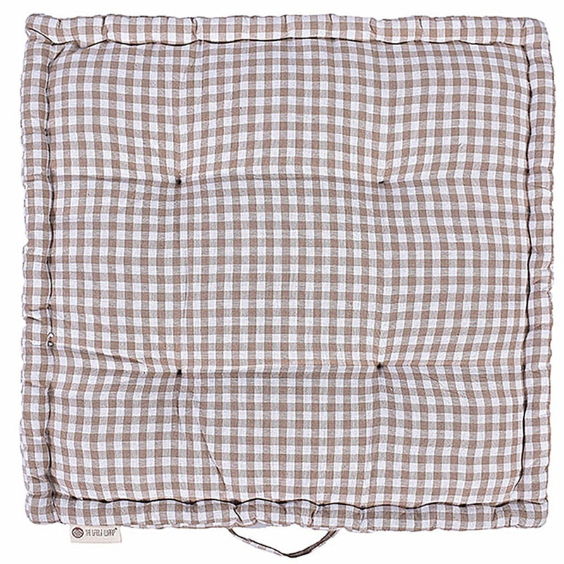 Buy Woven Small Check Cotton Floor Cushion | Shop Verified Sustainable Pillow on Brown Living™