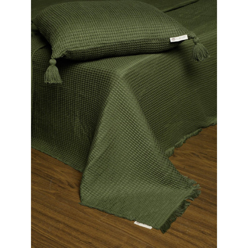 Buy Woven Waffle Cushion Cover (Olive) | Shop Verified Sustainable Products on Brown Living