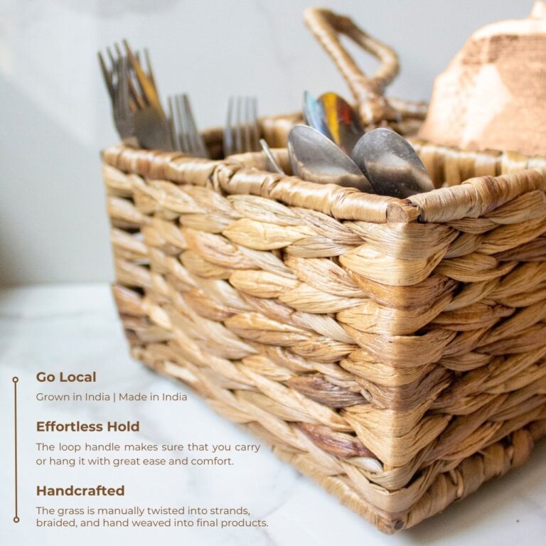 Woven Water Hyacinth Cutlery Holder | Verified Sustainable Baskets & Boxes on Brown Living™