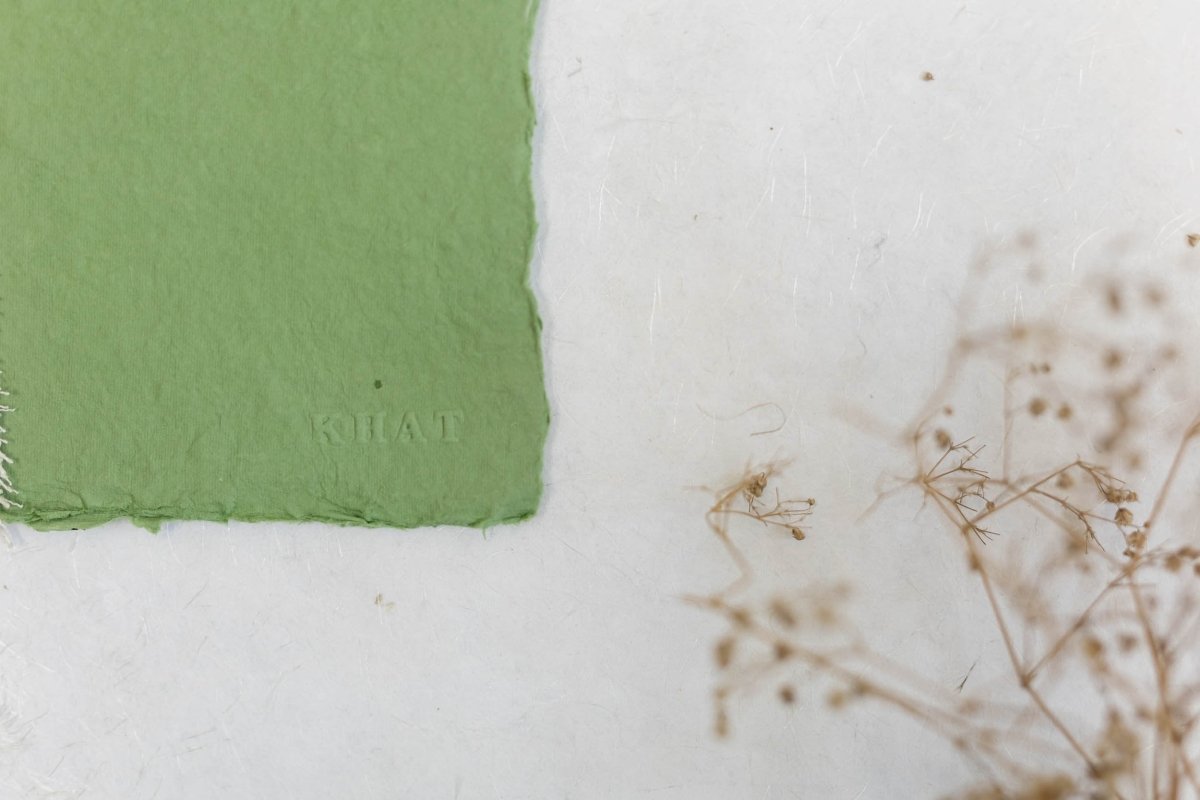Write That Story - Sage Green / 8 Handmade Paper A4 Sheets – Printer & Copier Paper on Brown Living™. SKU: SR0032. Img 3.