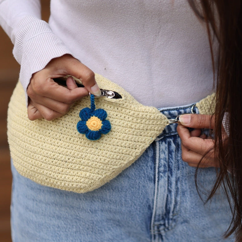 Yellow Crochet Fanny Pack Bag | Verified Sustainable Bags on Brown Living™