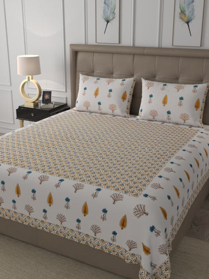 Yellow Elegant Hand Block Print Cotton Super King Size Bedding Set | Verified Sustainable by Brown Living™