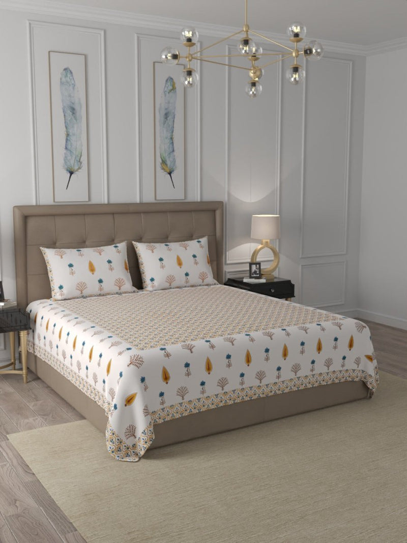 Buy Yellow Elegant Hand Block Print Cotton Super King Size Bedding Set | Shop Verified Sustainable Bedding on Brown Living™