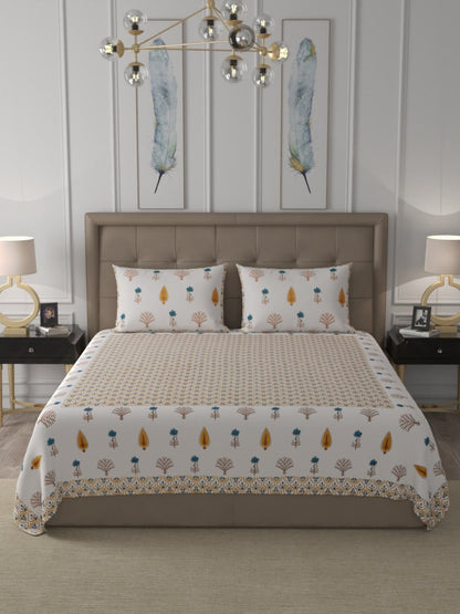 Yellow Elegant Hand Block Print Cotton Super King Size Bedding Set | Verified Sustainable by Brown Living™