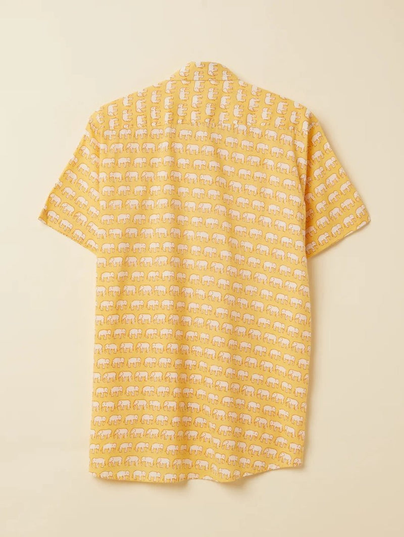 Buy Yellow Elephant Printed Shirt | Shop Verified Sustainable Men Shirt on Brown Living™