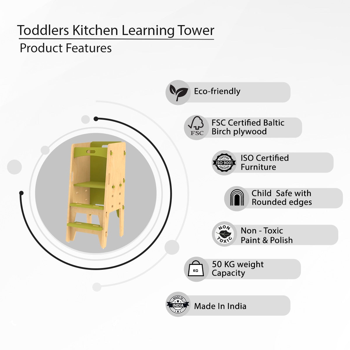 Yellow Lychee | Wooden Kitchen Tower | Verified Sustainable by Brown Living™