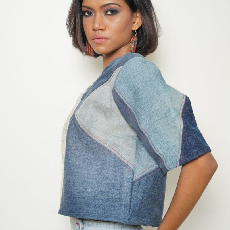 Buy Ying To My Yang Upcycled Denim Top | Shop Verified Sustainable Womens Top on Brown Living™