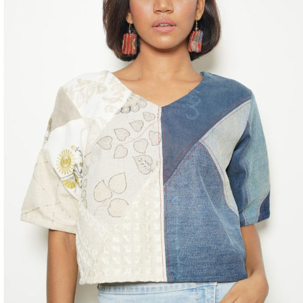 Buy Ying To My Yang Upcycled Denim Top | Shop Verified Sustainable Womens Top on Brown Living™