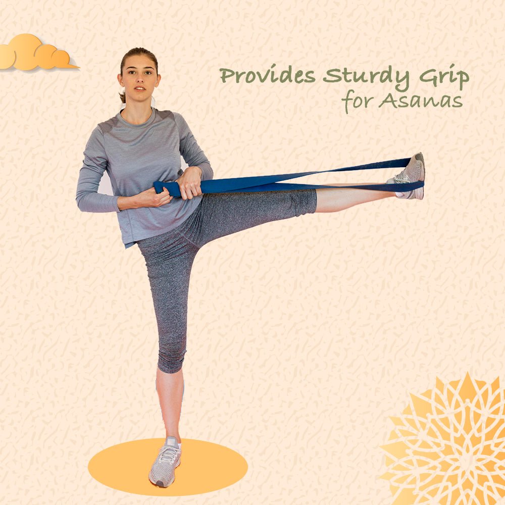 Yoga Belt | Organic Cotton for Stretching suitable for Gym Yoga | Navy Blue | Verified Sustainable by Brown Living™