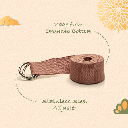 Yoga Belt | Organic Cotton Strap for Stretching | Yoga Practitioners & Gym - goers | Rose | Verified Sustainable by Brown Living™