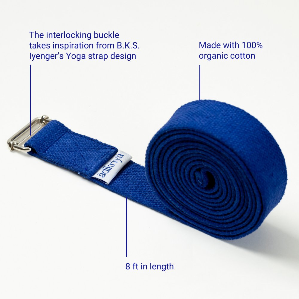 100% Cotton Yoga Strap Blue | Verified Sustainable by Brown Living™