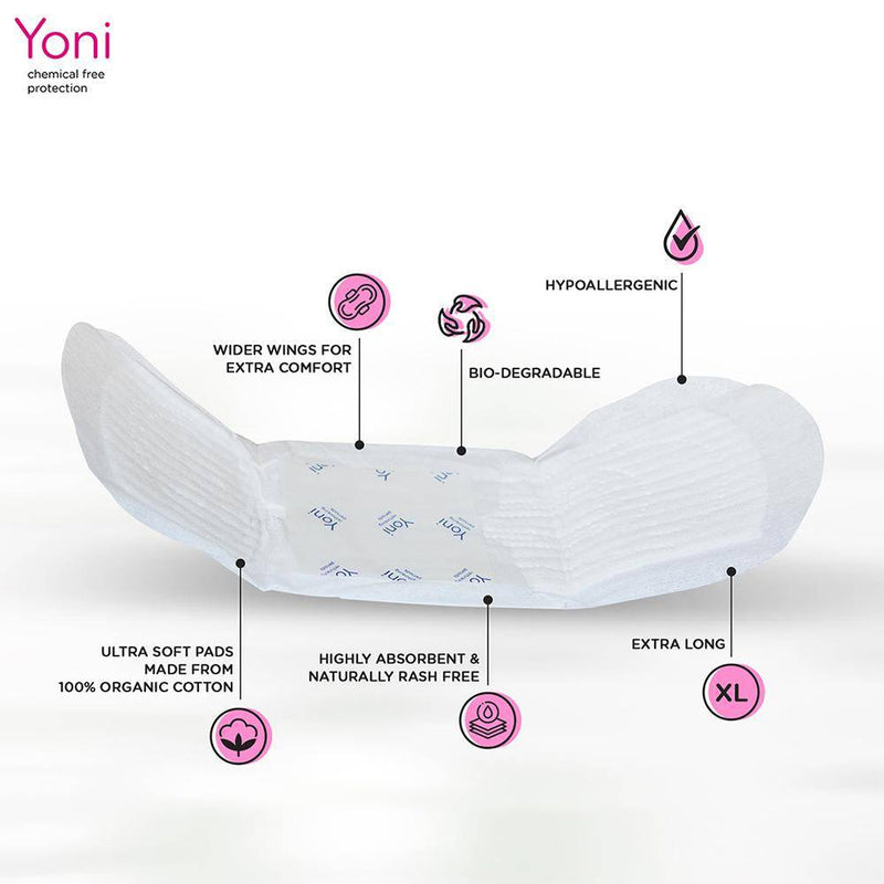 Buy Yoni 100% Organic Cotton, Biodegradable, Pads Heavy - Pack of 3 | Shop Verified Sustainable Sanitary Pad on Brown Living™
