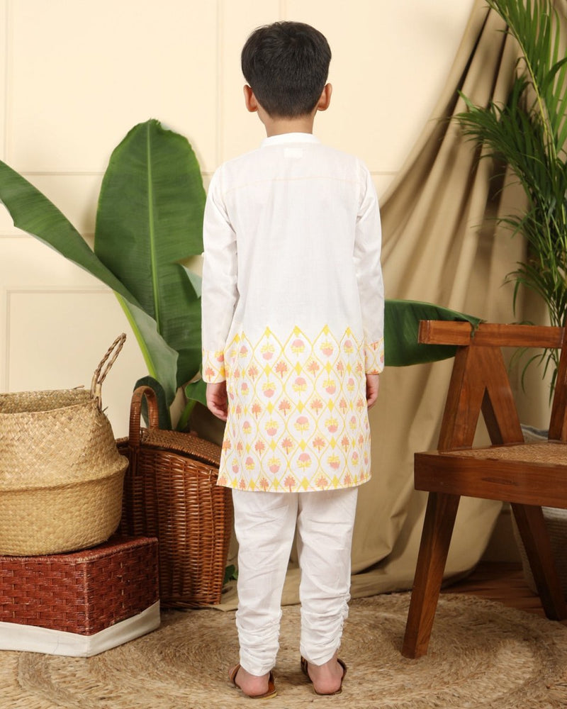 Buy Zahra Boys Hand-Block Printed Ethnic Cotton Kurta Set | Shop Verified Sustainable Kids Ethnic Sets on Brown Living™