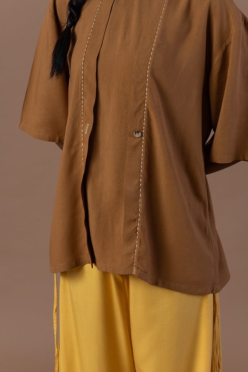 Buy Zahra Rayon Ecovero Placket Top | Shop Verified Sustainable Womens Top on Brown Living™