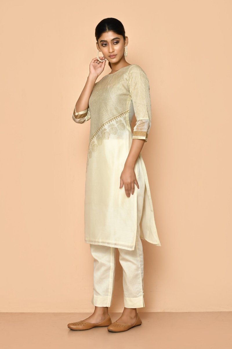 Zeba Handloom Maheshwari Silk Kurta Set for Women | Verified Sustainable by Brown Living™