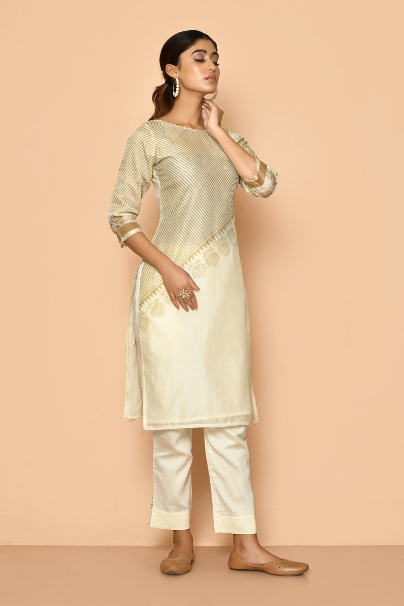 Zeba Handloom Maheshwari Silk Kurta Set for Women | Verified Sustainable by Brown Living™