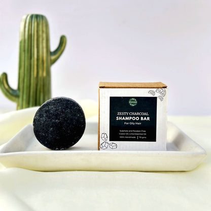 Zesty Charcoal All Natural Sulphate Free Shampoo Bar for Oily Hair | Verified Sustainable by Brown Living™