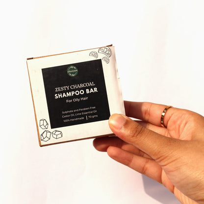 Zesty Charcoal All Natural Sulphate Free Shampoo Bar for Oily Hair | Verified Sustainable by Brown Living™