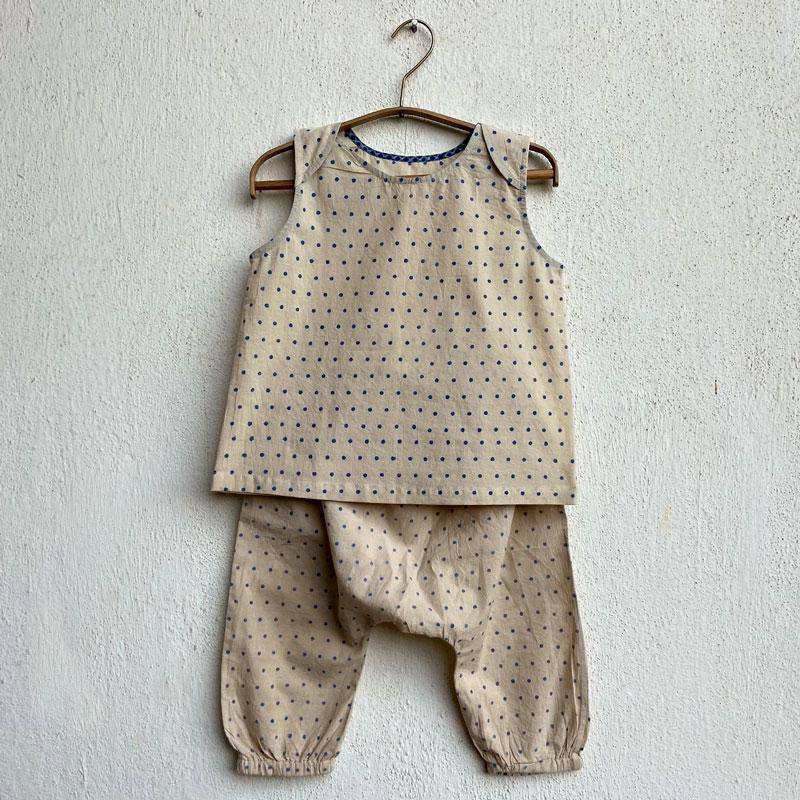 Buy Zoo Indigo Raidana Jhabla With Matching Pants | Shop Verified Sustainable Kids Daywear Sets on Brown Living™